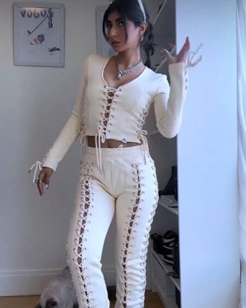 Hidden Cult Lace Up Set – Stretch Rib Knit Two-Piece